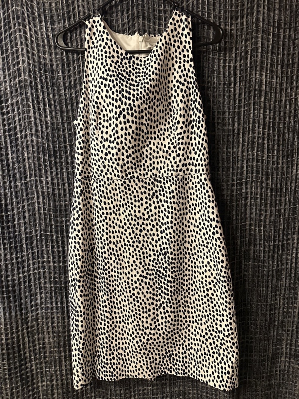 J. Crew White and Black Sleeveless Polka Dot Midi Dress